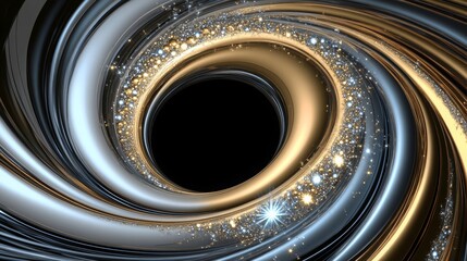 A sparkling golden vortex in dark space