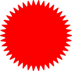 Starburst red sticker set - collection of special offer sale oval and round shaped sunburst labels and badges. Promo stickers with star edges. Vector.