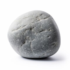 Fototapeta premium Gray Smooth Stone on White Background - Natural Texture