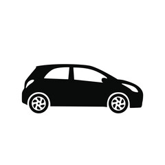 Compact city car silhouette icon. Side View. Vector illustration