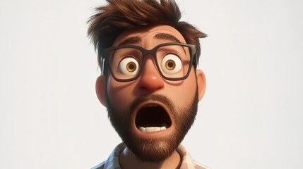 Obraz premium A man with brown hair and glasses, wearing an orange plaid vest over his white shirt. 