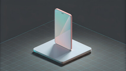 New smartphone presentation mockup device template with blank display isolated isometric illustration 3d render model