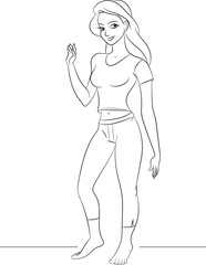 Girl Smiling and saluting waving hand to say hello, Cheerful, smiling, cute young girl waving hand, saying hi, hello, goodbuy, meeting people, welcoming