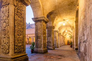 architecture of the company cloisters in Arequipa Peru