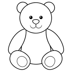 2D Teddy Bear Seated on White Background line art vector illustration