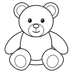 2D Teddy Bear Seated on White Background line art vector illustration