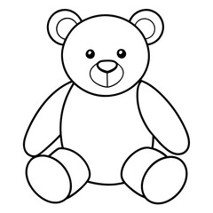 Naklejka premium 2D Teddy Bear Seated on White Background line art vector illustration