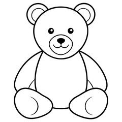 2D Teddy Bear Seated on White Background line art vector illustration