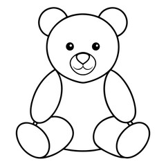 2D Teddy Bear Seated on White Background line art vector illustration