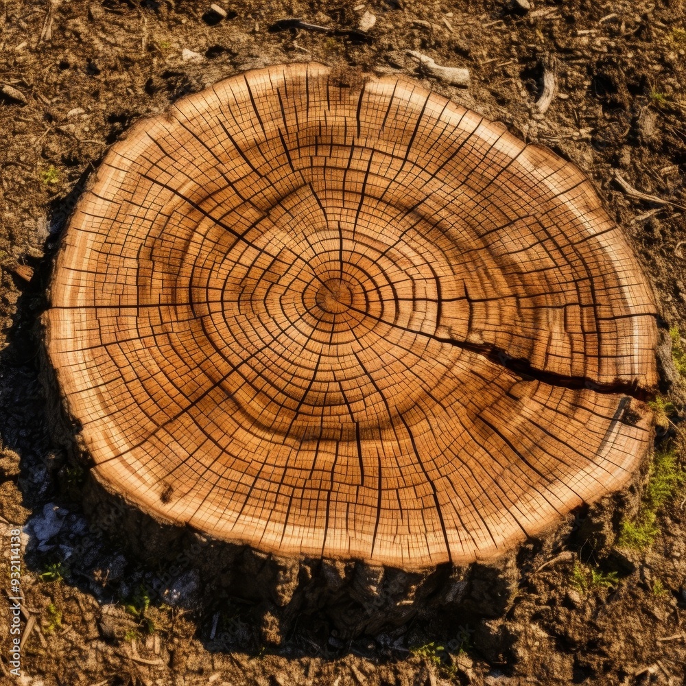 Wall mural Close-up of Tree Rings: A Natural Pattern of Time