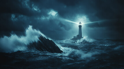 storm over the sea lighthouse