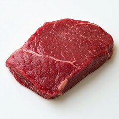 Fototapeta premium Raw beef sirloin tip steak silhouette, showing its flat, rectangular shape.