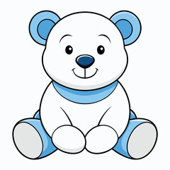 2D Teddy Bear in a Seated Pose on a White Background