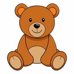 2D Teddy Bear in a Seated Pose on a White Background