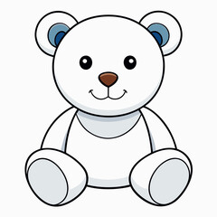 2D Teddy Bear in a Seated Pose on a White Background