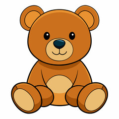 2D Teddy Bear in a Seated Pose on a White Background