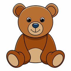 2D Teddy Bear in a Seated Pose on a White Background