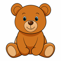 2D Teddy Bear in a Seated Pose on a White Background