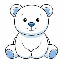 2D Teddy Bear in a Seated Pose on a White Background