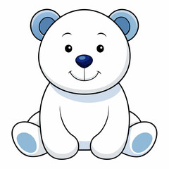 2D Teddy Bear in a Seated Pose on a White Background