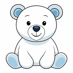 2D Teddy Bear in a Seated Pose on a White Background