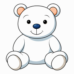 2D Teddy Bear in a Seated Pose on a White Background