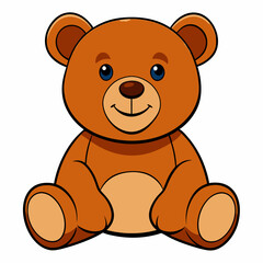 2D Teddy Bear in a Seated Pose on a White Background