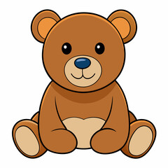 2D Teddy Bear in a Seated Pose on a White Background