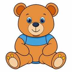 2D Teddy Bear in a Seated Pose on a White Background