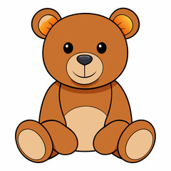2D Teddy Bear in a Seated Pose on a White Background