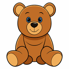 Fototapeta premium 2D Teddy Bear in a Seated Pose on a White Background