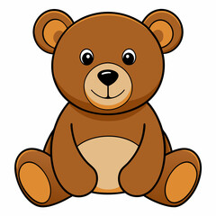 2D Teddy Bear in a Seated Pose on a White Background