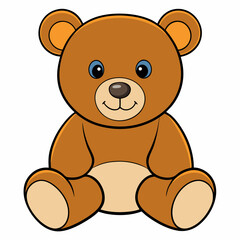 2D Teddy Bear in a Seated Pose on a White Background