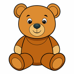 2D Teddy Bear in a Seated Pose on a White Background