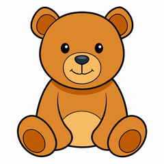 2D Teddy Bear in a Seated Pose on a White Background