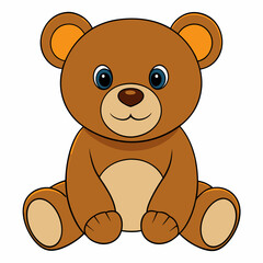 2D Teddy Bear in a Seated Pose on a White Background