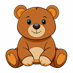 2D Teddy Bear in a Seated Pose on a White Background