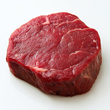 Raw beef top round steak silhouette, featuring its flat, oval shape.