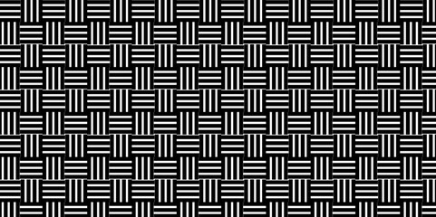 Seamless geometric square grid overlapping in vector repeatable stripe diagonal background. Modern abstract stylish black and white linear background. Luxury repeat design template.