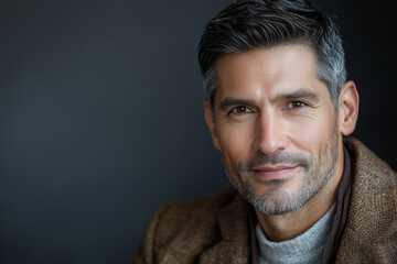 Obraz premium happy, portrait of a businessman in his 40s, looking at the camera, random clothes. modern style