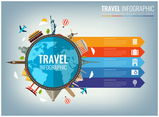 Travel infographic. Infographics for business, web sites, presentations, advertising. Travel and Tourism concept. Vector illustration
