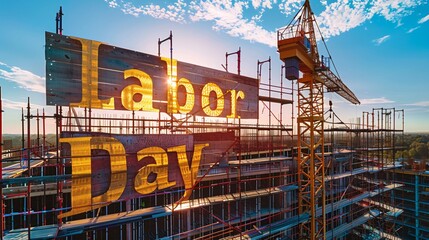Labor Day text at construction site