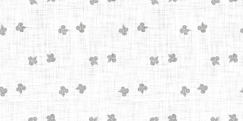 Seamless french taupe floral farmhouse linen printed fabric background. Light mottled grey cottage pattern. Shabby chic woven 2 tone cloth effect. Textile rustic organic ecru neutral all over print.