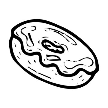 recommend clip art: Donut hand drawn doodle. Deep fried bun. Baked pie. Bakery. Sweet food. Homemade pastry. Wheat dough bread. Sugar biscuit dessert. Vector sketch line art illustration.