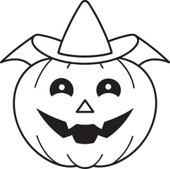 Spooky Halloween Line Art Illustration with Minimalist Style.