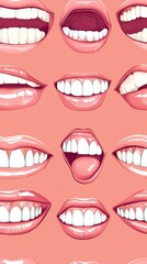 Obraz premium A set of clean, white teeth smiling brightly, showing the results of consistent dental care