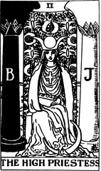 The High Priestess, an individual major arcana tarot card 
