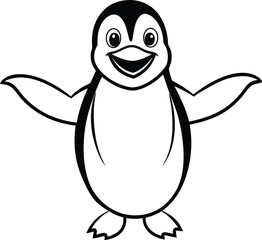 Children's Coloring Book Penguin Illustration Outline Art