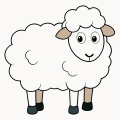 Minimalist Sheep on a White Background