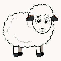 Minimalist Sheep on a White Background